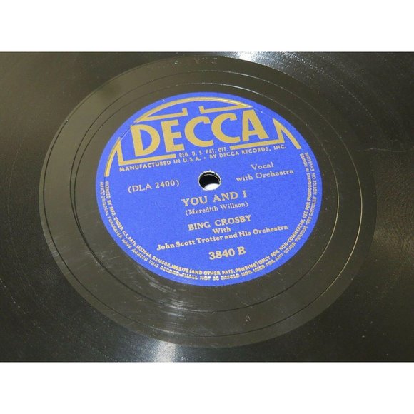Bing Crosby Brahms Lullaby You and I Record Decca 78 RPM 14528 - Picture 3 of 4